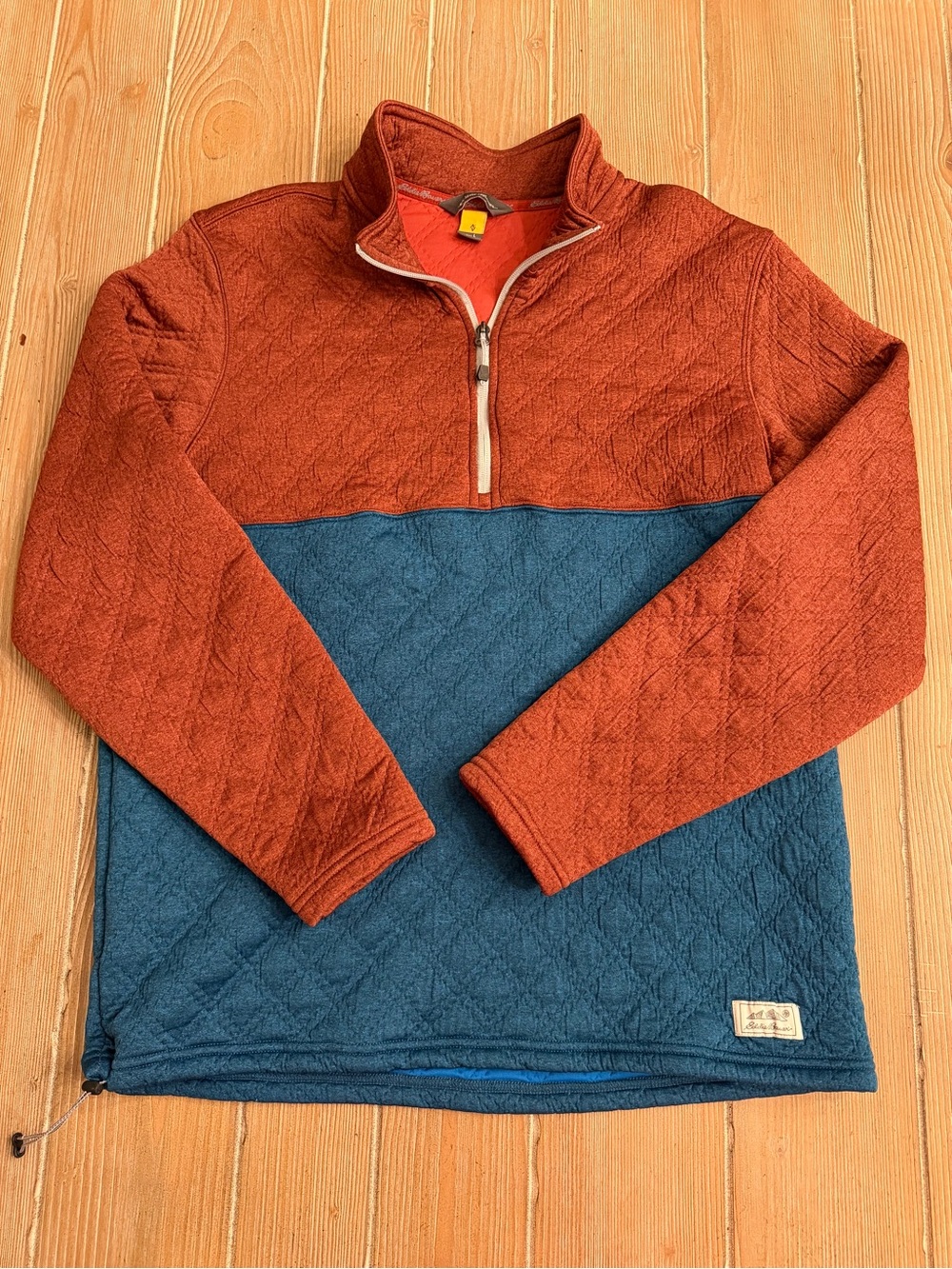 Eddie Bauer Sweater Men Small Blue Expedition 1/2 Zip Quilted Pullover Hike